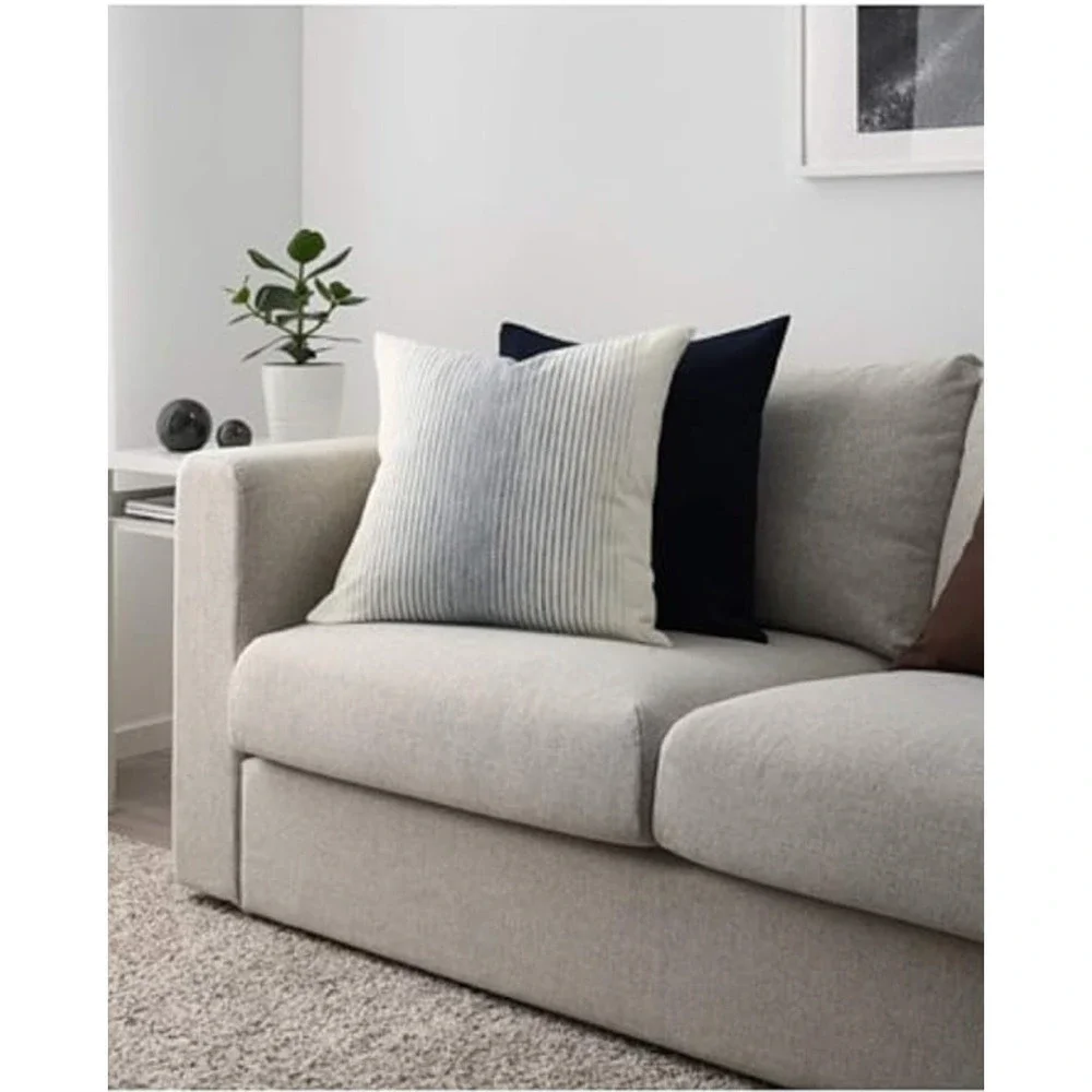 2 Ikea Cotton Throw Pillow‎ Covers Blue Natural 20x20